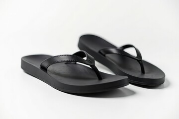 Single black flip-flop on white background, studio shot , isolated, simple