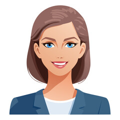 Flat Vector. Portrait of only one Woman. Simple Background.