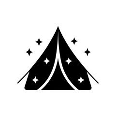 tent with stars silhouette on white background  .svg