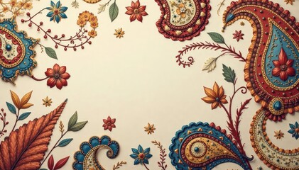 Subtle paisley pattern in muted earth tones Soft, flowing design , fabric, flowing