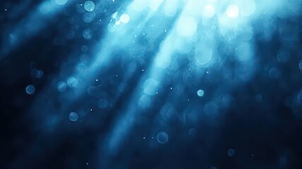 Naklejka premium Abstract Blue Background with Bokeh Lights and Rays