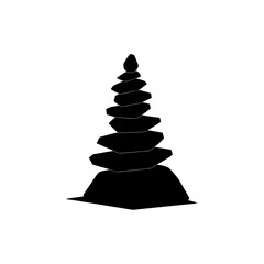 trail marker stone stack silhouette on white 