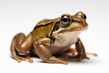 Obraz premium Brown frog on pure white, textured skin detail, close-up, still