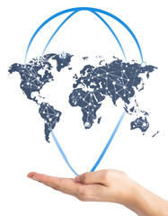 global logistics network map icon on white background png