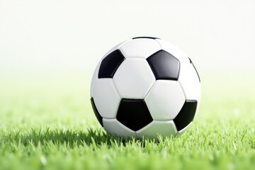 Fototapeta premium Classic white football on pure white backdrop , equipment, isolated object, minimal