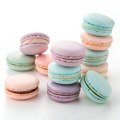 colorful macaroons on a wooden table