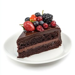 Chocolate cake slice with fresh berries (2)