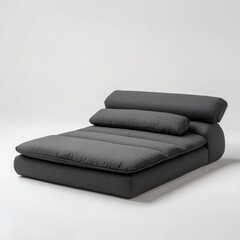Fototapeta premium Contemporary sofa bed in dark gray fabric, folded couch, minimalist design furniture for relaxation and modern interiors, studio s