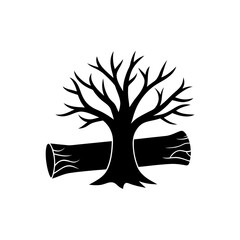 tree log silhouette on white background 