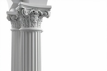 Obraz premium Elegant Roman column detail against pure white backdrop, decoration, sophisticated