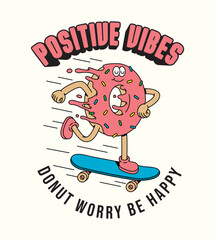 donut skateboard retro cute illustration © gunaonedesign