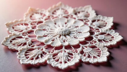 Obraz premium Intricate floral lace doily, delicate threads , stylish, elegant, aesthetic