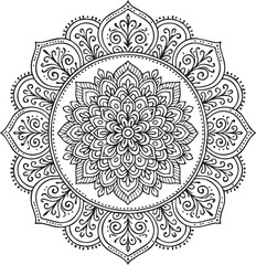 Intricate Black and White Mandala – Hand Drawn Line Art for Coloring or Decoration

