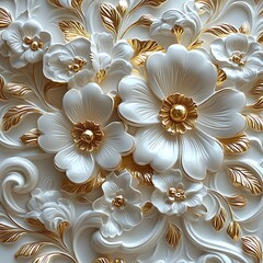 Luxury flower carving with ornate golden core high resolution picture