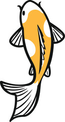 Koi Fish Illustration: A serene depiction of a colorful koi fish, gliding through the water. The illustration captures the graceful movements and vibrant beauty of this popular aquatic species.