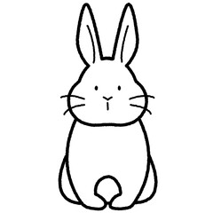 Fototapeta premium ウサギのゆるい白黒イラスト