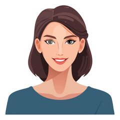 Fototapeta premium Flat Vector. Portrait of only one Woman. Simple Background.