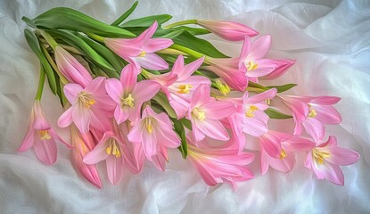 Delicate Pink Flowers on Sheer Fabric