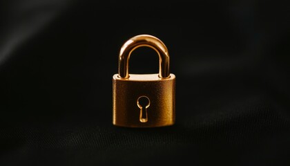 Naklejka premium Golden padlock on black background