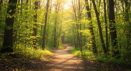Obraz premium Sunlit Path, Whispering Woods