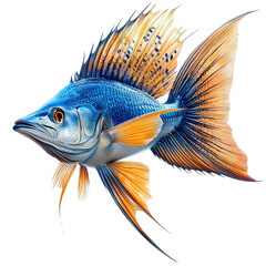 Fototapeta premium Intricate aquatic creature artwork showcasing fantastical fish with elaborate fins