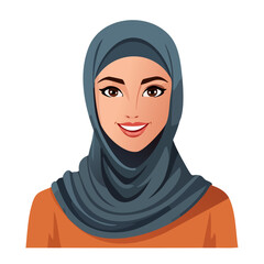 Naklejka premium Flat Vector. Portrait of only one Woman. Simple Background.