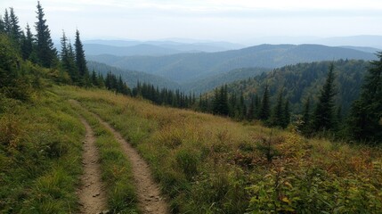 Fototapeta premium Mountain path through autumn foliage