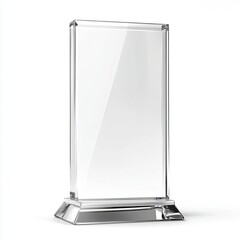 empty glass trophy mockup clear acrylic award design template for a transparent crystal prize plate.