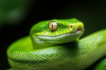 Obraz premium Close-up of vibrant green snake (5)