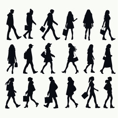 Obraz premium Silhouette Diverse Group of People on the Move