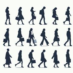 Silhouette Diverse Group of People on the Move