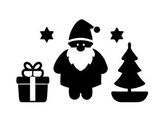  Christmas Santa Silhouette Icons: Festive Gift, Tree Stars