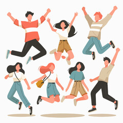 four teenagers jumping to touch the sky