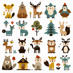 Obraz premium cute woodland characters