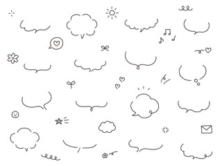 手書き風のシンプルな吹き出しのベクターイラストセット。ふきだし、フレーム、おしゃれ、落書き