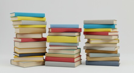 Fototapeta premium Stacked books of various colors