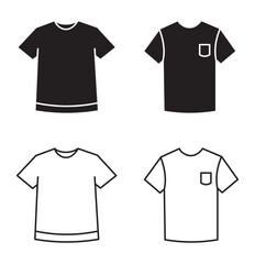 T-shirt icon. Simple flat, outline, solid style. Tee symbol, linear style sign for mobile concept and web design.  