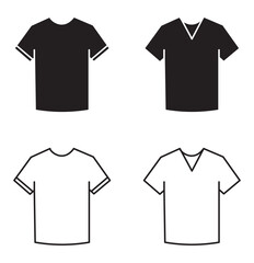 T-shirt icon. Simple flat, outline, solid style. Tee symbol, linear style sign for mobile concept and web design.  