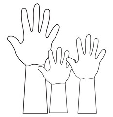 Obraz premium raised hands icon sign vector logo for web ui . 