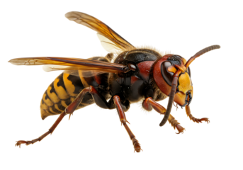 European hornet isolated on transparent background. use for educational content, scientific research, and nature illustrations.