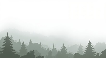 Fototapeta premium Forest silhouette illustration with dense fog in a landscape scene for backgrounds and design projects
