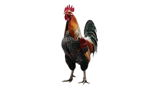 A rooster with a transparent background.