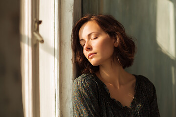 Fototapeta premium Woman Exhibiting Fatigue in Bright Sunlight