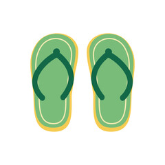 Simple Pair of Green and Yellow Flip Flops Illustration