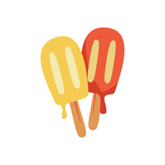Simple Yellow and Red Ice Cream Popsicles Vector Illustration