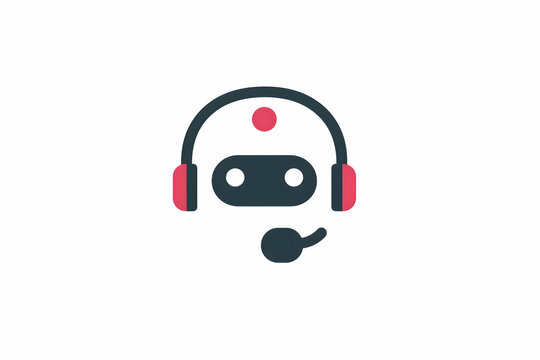 A minimalist icon of a chatbot or robot wearing a headset with a microphone, symbolizing virtual customer support.