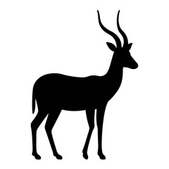 Silhouette of a majestic antelope with spiraling horns standing in profile
