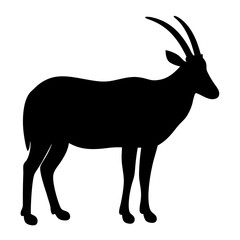 Silhouette of a majestic oryx antelope standing gracefully on a white background