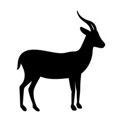 Silhouette illustration of a single standing gazelle on a white background