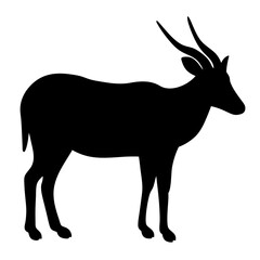 Silhouette of a majestic oryx antelope standing gracefully on a white background